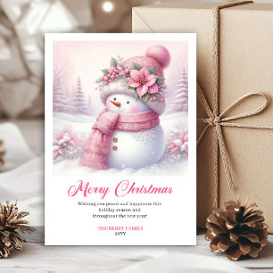 Cartão De Festividades Cena Festiva de Natal Clássico Pinkmas Editável 