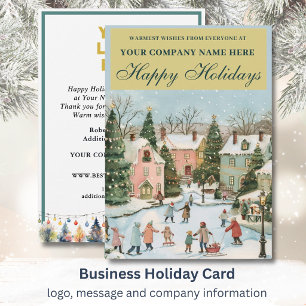 Cartão De Festividades Cena Natalícia Festiva Nostálgica Logotipo Empresa