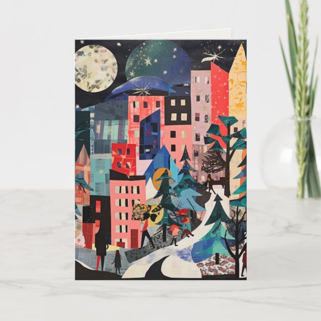 Cartão De Festividades Cenas Únicas de Árvore de Natal (Frente)