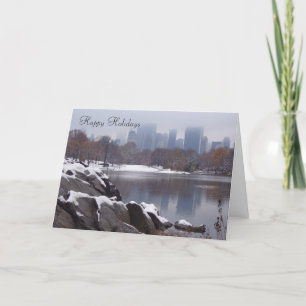 Cartão De Festividades Central Park in Snow Greeting Card - Customized