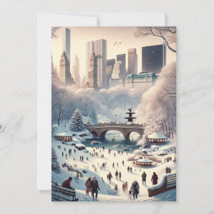 Cartão De Festividades Central Park na Neve: Natal em Nova York