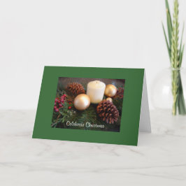 Cartão De Festividades Centro de Mesa com Vela de Natal