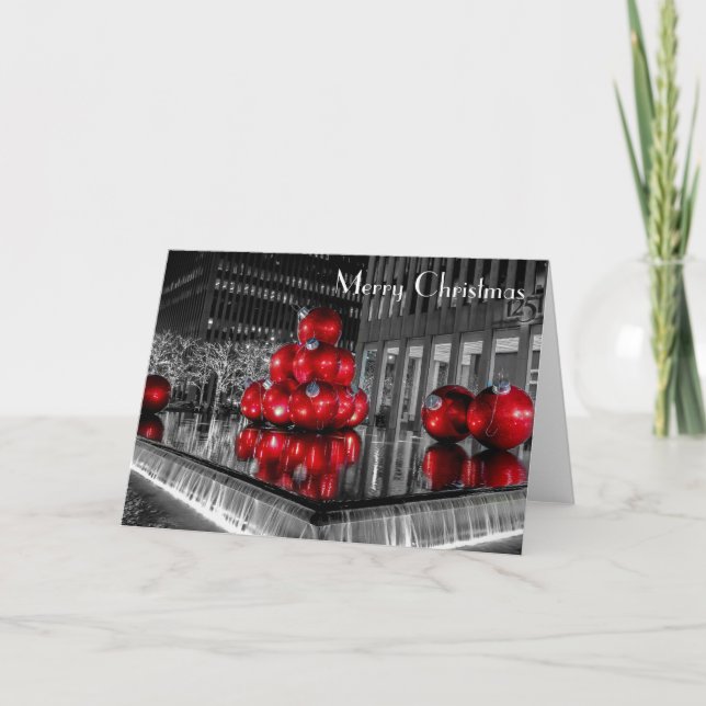 Cartão De Festividades Centro de Rockefeller da foto do Natal da Nova (Frente)