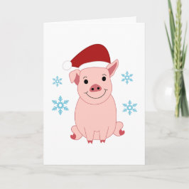 Cartão De Festividades Cerdito navideño sonriente