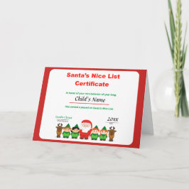 Cartão De Festividades Certificado agradável da lista do papai noel