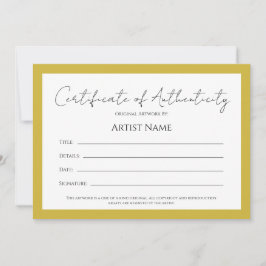 Cartão De Festividades Certificado de Autenticidade de Fotografia de Arte