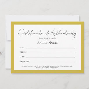 Cartão De Festividades Certificado de Autenticidade de Fotografia de Arte