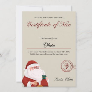 Cartão De Festividades Certificado de lindo presente de natal fofo