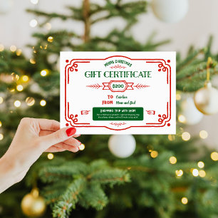 Cartão De Festividades Certificado de Presente de Natal Personalizado
