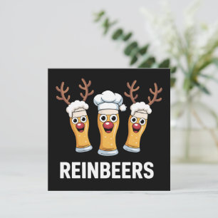 Cartão De Festividades Cerveja Divertida de Renas Reinbeers Natal Bebendo