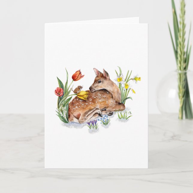 Cartão De Festividades Cervo de Primavera (Frente)
