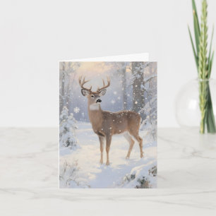 Cartão De Festividades Cervo e Magia de Natal no Inverno