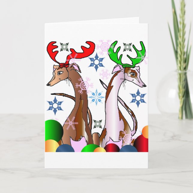 Cartão De Festividades Cervos Whippets (Frente)