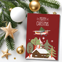Cartão De Festividades Cessna Airplane carries Christmas Tree Photo Funny