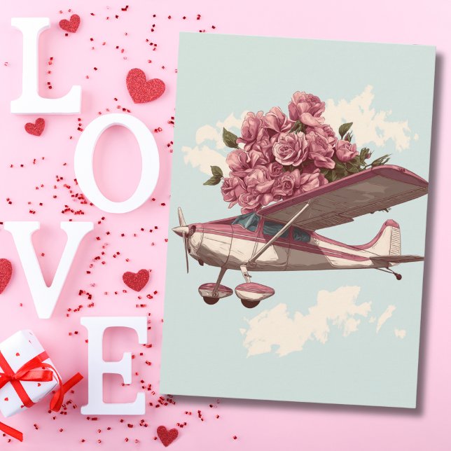 Cartão De Festividades Cessna Airplane carries Flower Bouquet Photo Funny (Criador carregado)
