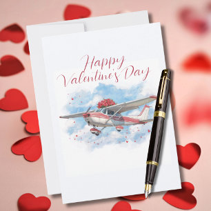 Cartão De Festividades Cessna Avião transporta Foto de Buquê de Flores En