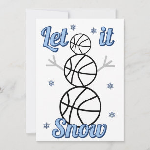 Cartão De Festividades Cesta de Basquete Boneco de Neve Deixe Nevar Cartã