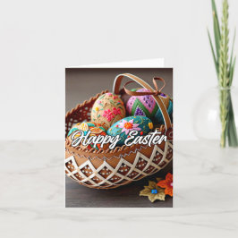 Cartão De Festividades Cesta de Felzs pascoa decorativa e colorida