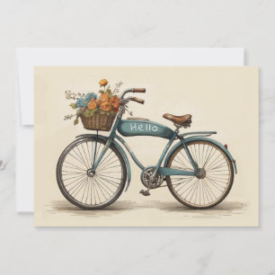 Cartão De Festividades Cesta de Flores de Bicicleta Vintage Qualquer Pres
