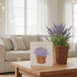 Cartão De Festividades Cesta de Lavanda Desenhada à Mão para Aniversário