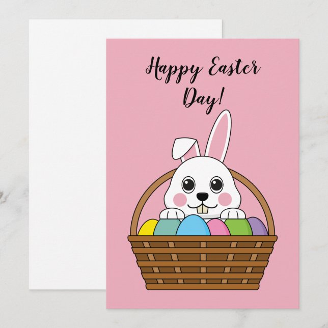 Cartão De Festividades Cesta de OvoHunt de Páscoa coagulenta | Personaliz (Frente/Verso)