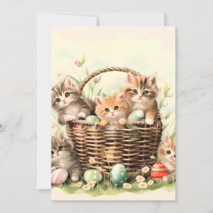 Cartão De Festividades Cesta de Páscoa de Gatinho de Primavera