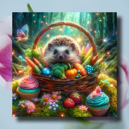 Cartão De Festividades Cesta de Páscoa Joyful Hedgehog Woodland