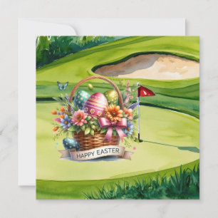 Cartão De Festividades Cesta de Páscoa no Campo de Golfe para Golfistas