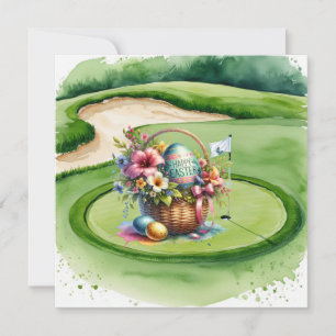 Cartão De Festividades Cesta de Páscoa no Campo de Golfe para Golfistas