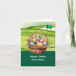 Cartão De Festividades Cesta de Páscoa no Campo de Golfe para Golfistas
