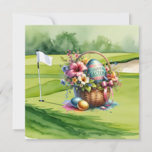 Cartão De Festividades Cesta de Páscoa no Campo de Golfe para Golfistas