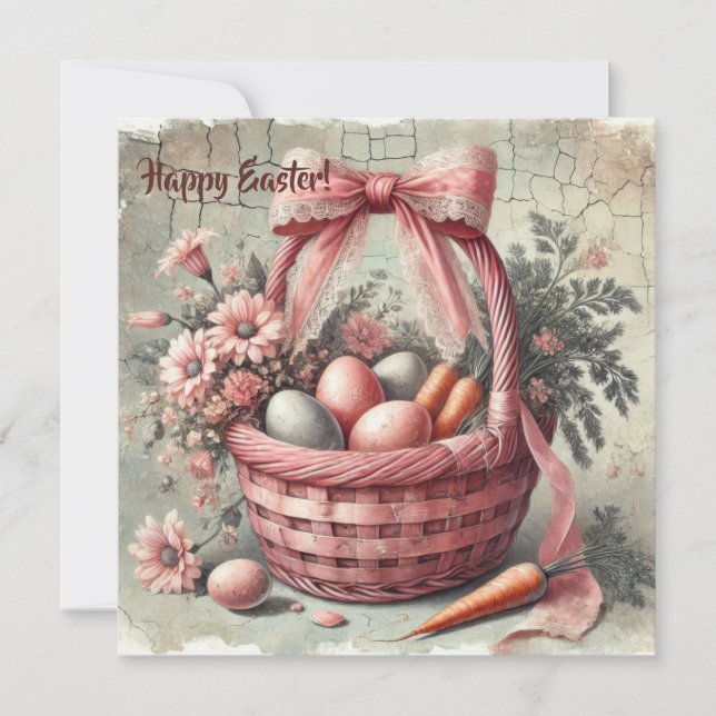 Cartão De Festividades Cesto de água retrógrada com ovos pastosos (Frente)