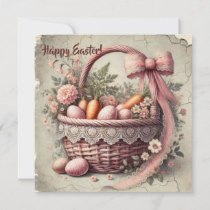 Cartão De Festividades Cesto de arco de renda rústica com ovos pastosos