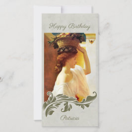 Cartão De Festividades Cesto de Leighton Girl da fruta CC1195 Birthday Ca