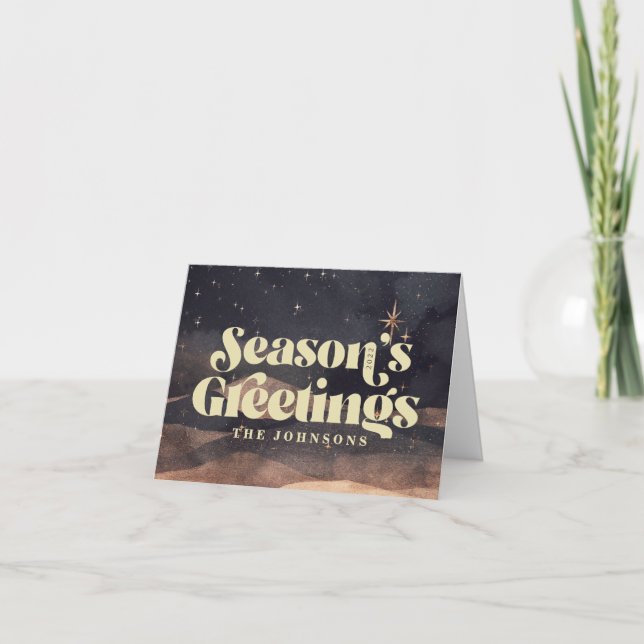 Cartão De Festividades Céu de Inverno Noturno Estrelado Moderno Elegante  (Frente)