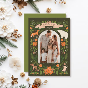 Cartão De Festividades Céu e Natureza Cantando Animais de Floresta 2Foto