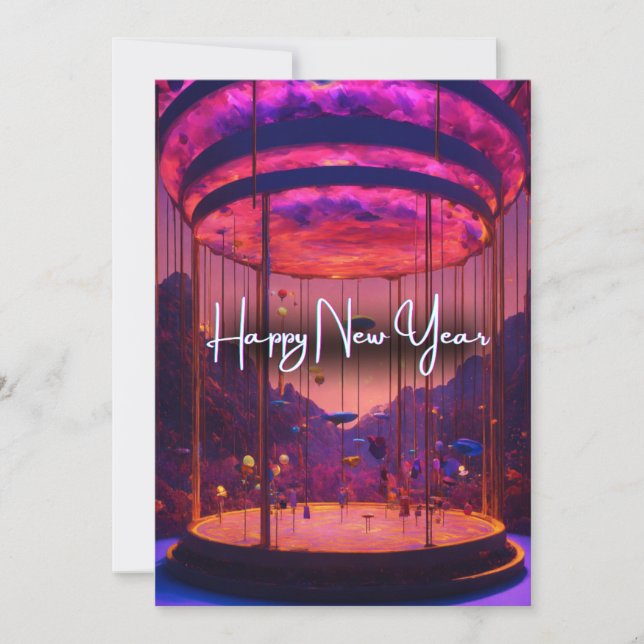 Cartão De Festividades Céus de Ano Novo Crescem: Festival do Balão de Ar  (Frente)