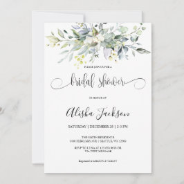 Cartão De Festividades Chá de panela Greenery Watercolor