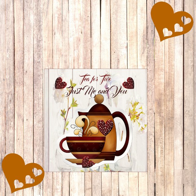 Cartão De Festividades Chá para Dois Marido Esposa Amor Citação País Russ (Tea for Two Husband Wife Love Quote Rustic Country Holiday Card)