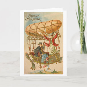 Cartão De Festividades Chá Vitoriano de Ano Novo Boa Sorte Deseja