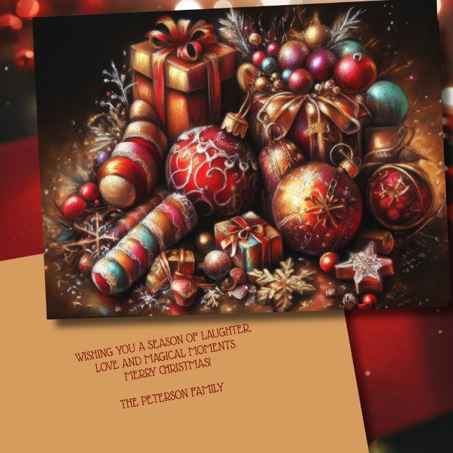 Cartão De Festividades Chalk Desenhando Ornamento de Doces Presentes de N (Criador carregado)