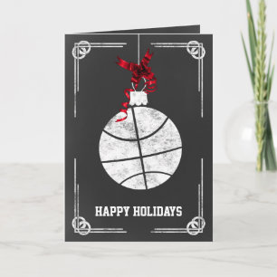Cartão De Festividades chalkboard basketball player Christmas Cards