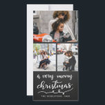 Cartão De Festividades Chalkboard de três fotos com feliz roteiro de Nata<br><div class="desc">Chalkboard de três fotos com feliz roteiro de Natal</div>