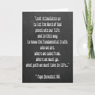 Cartão De Festividades Chalkboard Lent Significando Pope Bento XVI Páscoa