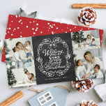 Cartão De Festividades Chalkboard Mistletoes Script Feliz Foto De Natal<br><div class="desc">"Desejando-Lhe Um Feliz Natal" Tipografia De Saudação Branca Dentro De Um Quadro Vintage Tradicional, Quadro De Natal Russo Com Mistletos 4 Cartão De Férias De Colagem De Fotos. Concebido por gordura*fa*estanho. Fácil de personalizar com seu próprio texto, foto ou imagem. Para pedidos personalizados, entre em contato direto com o ....</div>