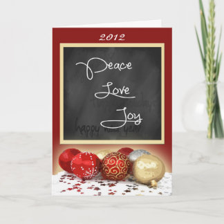 Cartão De Festividades Chalkboard Peace, Love, Joy Christmas Card