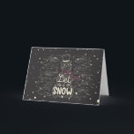 Cartão De Festividades Chalkboard Snowman Natal<br><div class="desc">Homem de neve de quadro negro com neve e as palavras: "Deixe-o nevar." Imagem da Vecteezy.</div>