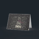 Cartão De Festividades Chalkboard Snowman Natal<br><div class="desc">Homem de neve de quadro negro com neve e as palavras: "Deixe-o nevar." Imagem da Vecteezy.</div>
