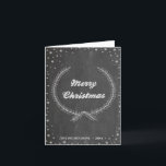 Cartão De Festividades Chalkboard Vintage Felry Christmas Foliage Wreath<br><div class="desc">Cartão de Natal limpo e simples,  com uma fenda de Natal em flocos de neve. Disponível como cartão plano,  cartão dobrado e cartão postal. Desejo a todos um Feliz Natal e Feliz ano novo!</div>