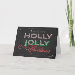 Cartão De Festividades Chalkboard Wishing you a Holly Jolly Christmas